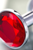 Анальная втулка TOYFA Metall, металл, серебрянная, с  рубиновым кристаллом, 7,5 см, Ø 3 см, 145 г